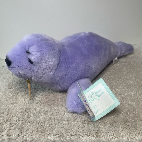 Soft Classics Toys R Us 1995 Purple Seal Plush Stuffed Animal 18" Geoffrey VTG - Picture 8 of 11